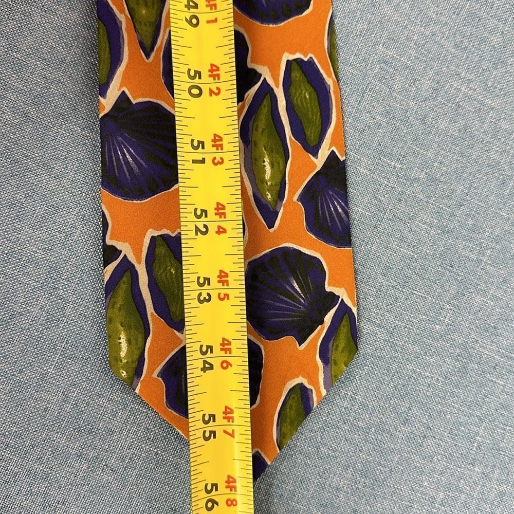 Hugo Boss Vintage Silk Made In Italy Seashell Print Colorful Tie - Picture 6 of 6